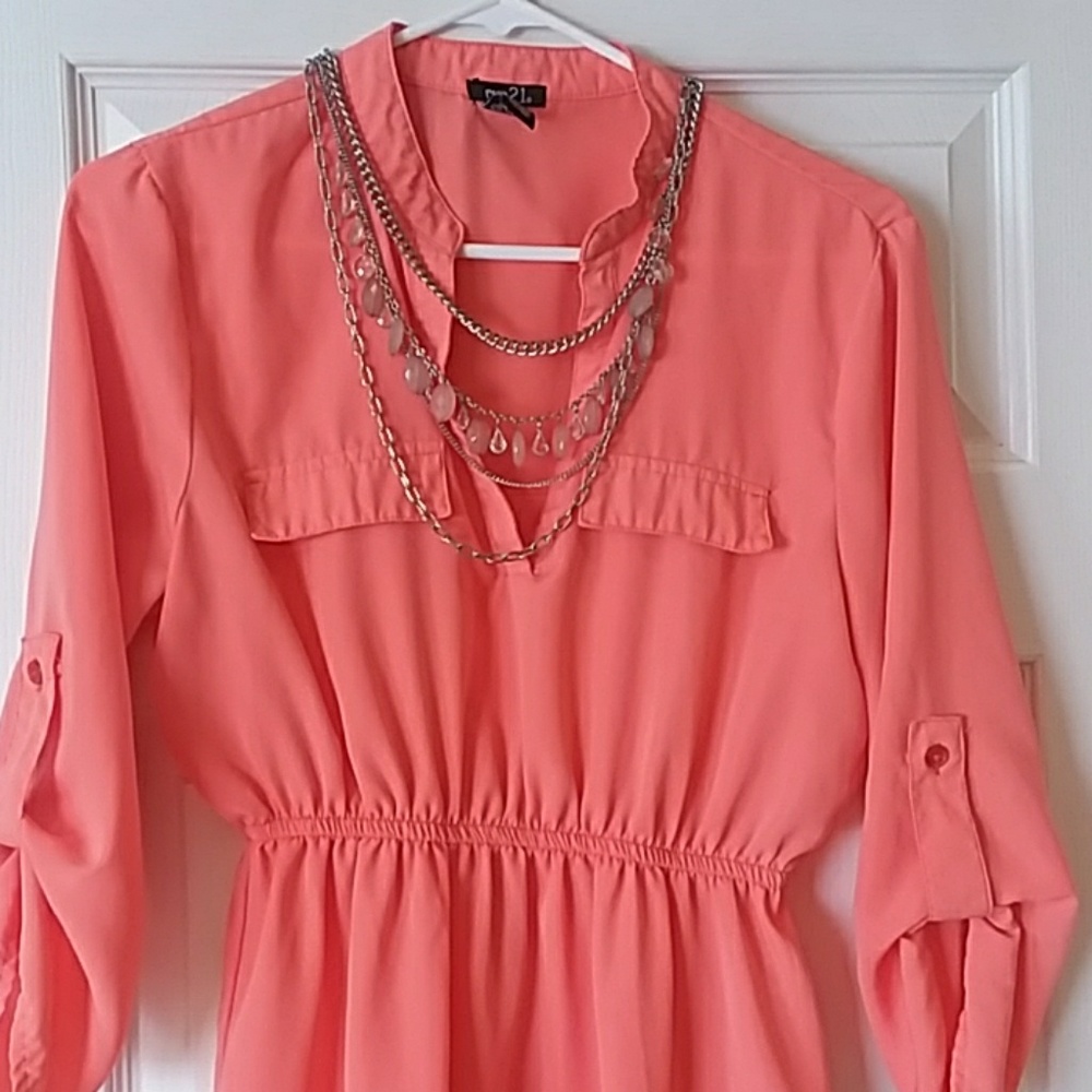 rue21 coral shirt dress